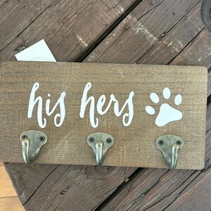 Wooden His and Hers Key Holder with Hooks